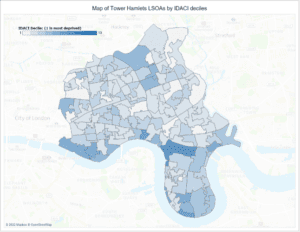 Map of income deprivation affecting children in Tower Hamlets