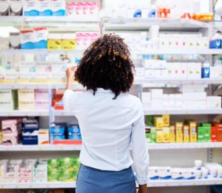 A woman in a pharmacy