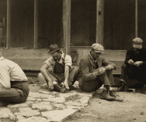 Image of men taking a break work